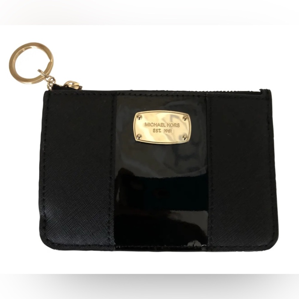 Michael Kors Met Center Stripe Black and Gold coin pouch!!!